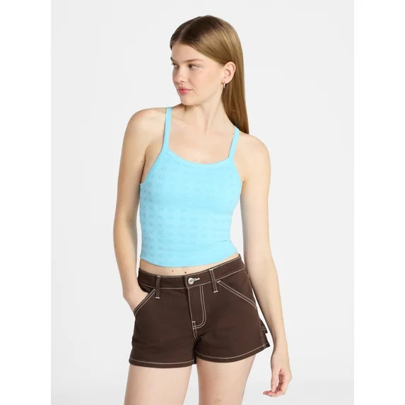 No Boundaries Cropped Textured Stitch Tank Top, Women's XXS-XXL | Walmart (US)