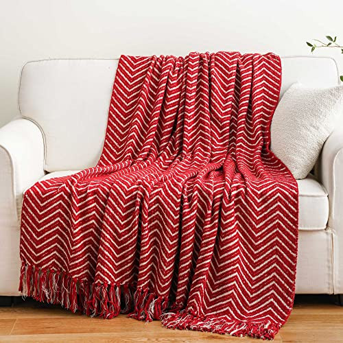 BATTILO HOME Red Throw Blanket for Couch, Decorative Knit Red Blanket for Bed, Super Soft Warm Christmas Red Throws for Fall Winter Accent Decor, 50"x60" | Amazon (US)