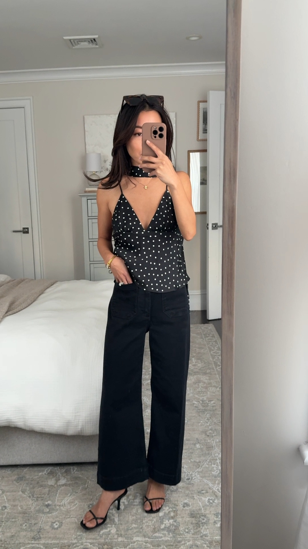 Anthropologie sale! Lots of petite jeans and pants included 

Sizing: these jeans run bigger, but the Colette black pants linked both run smaller and the pants are TTS.

• Colette high rise crop wide leg jeans 24 petite, runs big at the waist I would size down. The pants version fit smaller. 

• scarf neck v-neck polka dot cami xxs, has a matching scarf and adjustable straps, petite friendly. I’m wearing nippies here

• Reformation Gigi minimal strappy sandals 5.5



Going out outfit with jeans, petite friendly black jeans, polka dot top

#LTKFindsUnder100 #LTKPetite #LTKgrwm