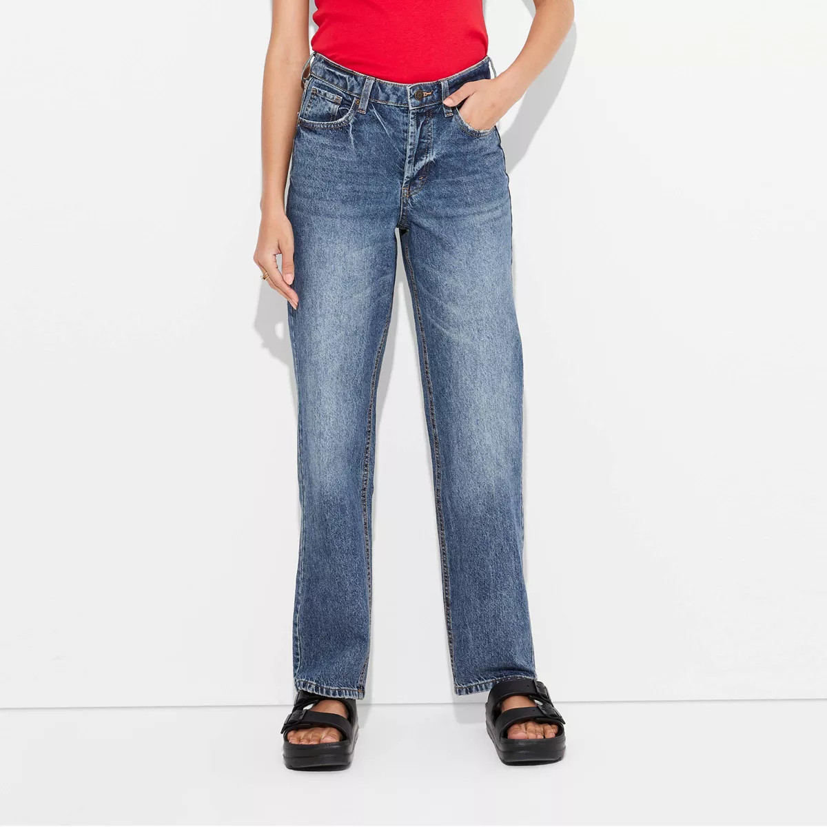 Women's High-Rise EasyRigid Straight Jeans - Wild Fable™ Dark Wash 2 | Target