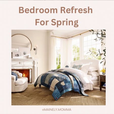 Bedroom refresh for spring! 
This patch work bedding in all the blues is perfect for a spring bedding makeover! 

#bed #bedroom #bedding #spring #refresh #quilt #sheets #pillows #blankets 

#LTKstyletip #LTKhome #LTKfamily