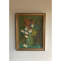 Vintage Framed Flowers in A Vase Oil Painting | Etsy (US)