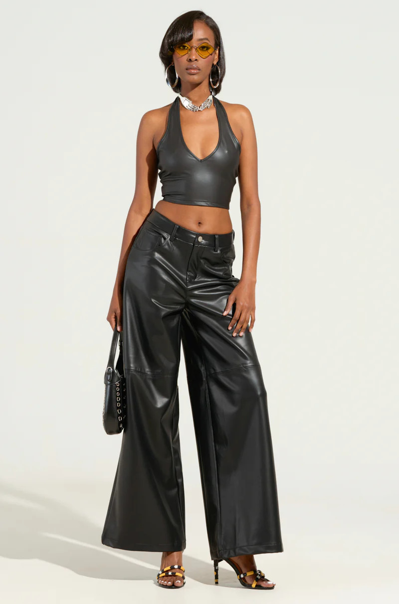 FEELS LIKE BUTTER FAUX LEATHER WIDE LEG PANTS | AKIRA