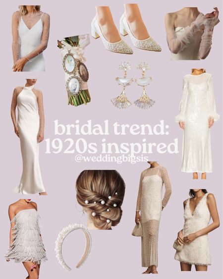 Bridal trend: 1920’s inspiration! I am all about bridal pearls, feathers, & fringe right now! There is something so gorgeous and feminine about this style🤍 I am sharing a number of pieces inspired by the early 1900s, from wedding accessories to white dresses. They can be worn for bridal showers, rehearsal dinners, bachelorette parties, or even engagement photoshoots!
Let me know what you think of this trend💍 You can find these exact items on my LTK @ laurenemily☁️
Bridal trends, bride style, white fashion, white dress, fashion, 20s style, pearl dress, rehearsal dinner outfit, outfit ideas, bridal outfits

#LTKwedding