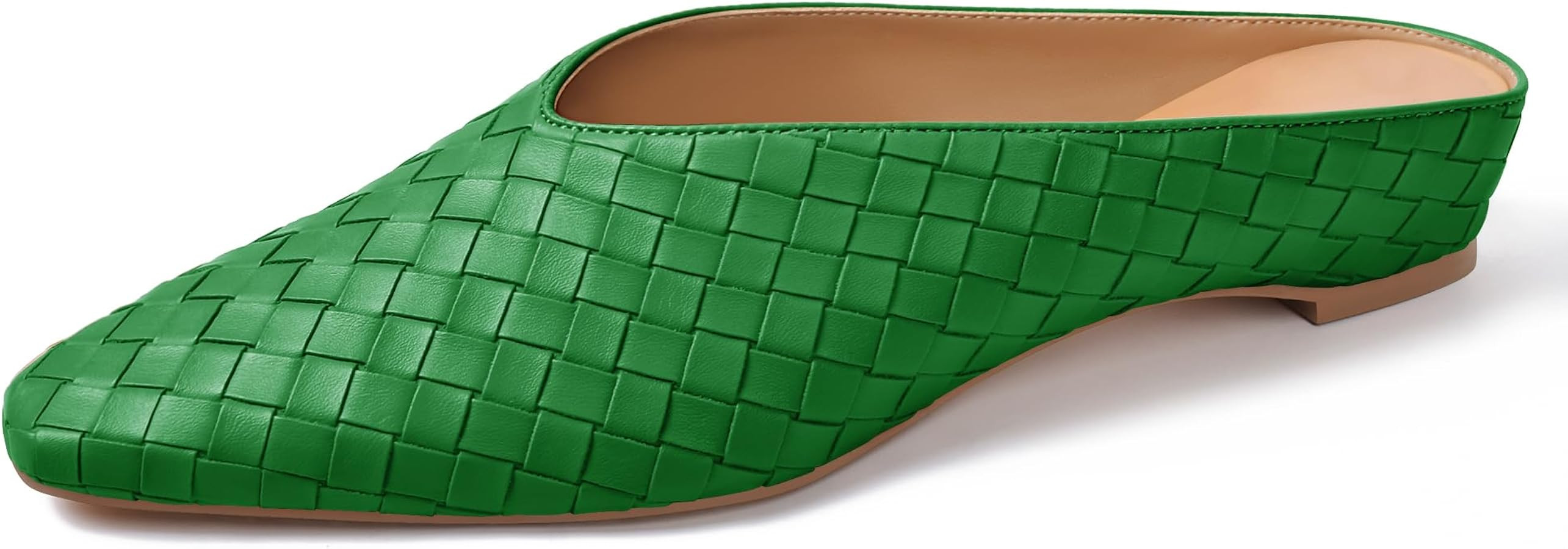 Woven Mules for Women Metallic Leather Slides Ladies Trendy Comfortable Square Toe Hidden Wedge H... | Amazon (US)