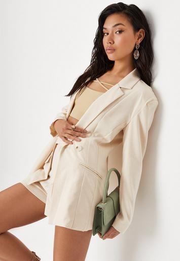 Missguided - Ecru Linen Look Fitted Blazer | Missguided (US & CA)