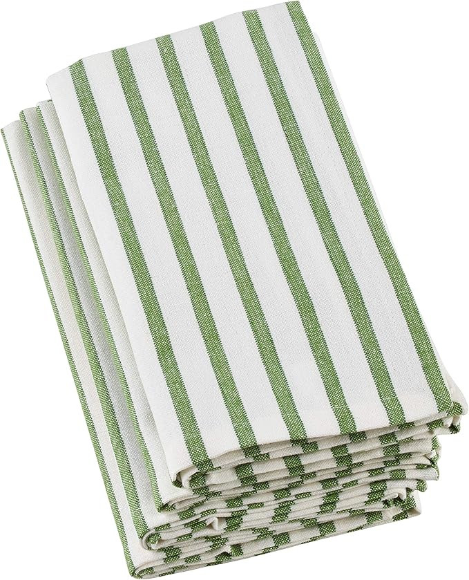 Saro Lifestyle Striped Design Cotton Table Napkin (Set of 4), 20", Lime | Amazon (US)