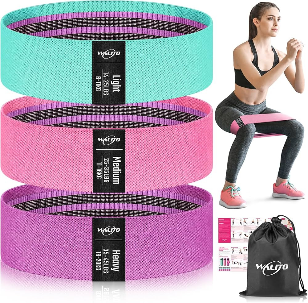 WALITO Resistance Bands for Legs and Butt, Fabric Exercise Loop Bands Yoga, Pilates, Rehab, Fitne... | Amazon (US)