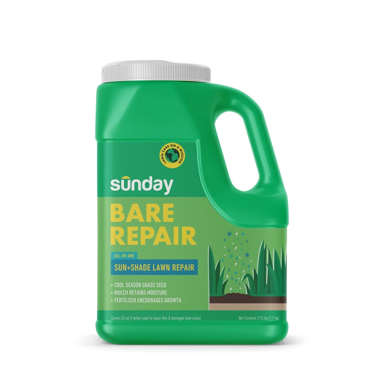 Sunday Bare Repair Sun + Shade Lawn Treatment & Grass Seed, 3.75 lbs - Walmart.com | Walmart (US)