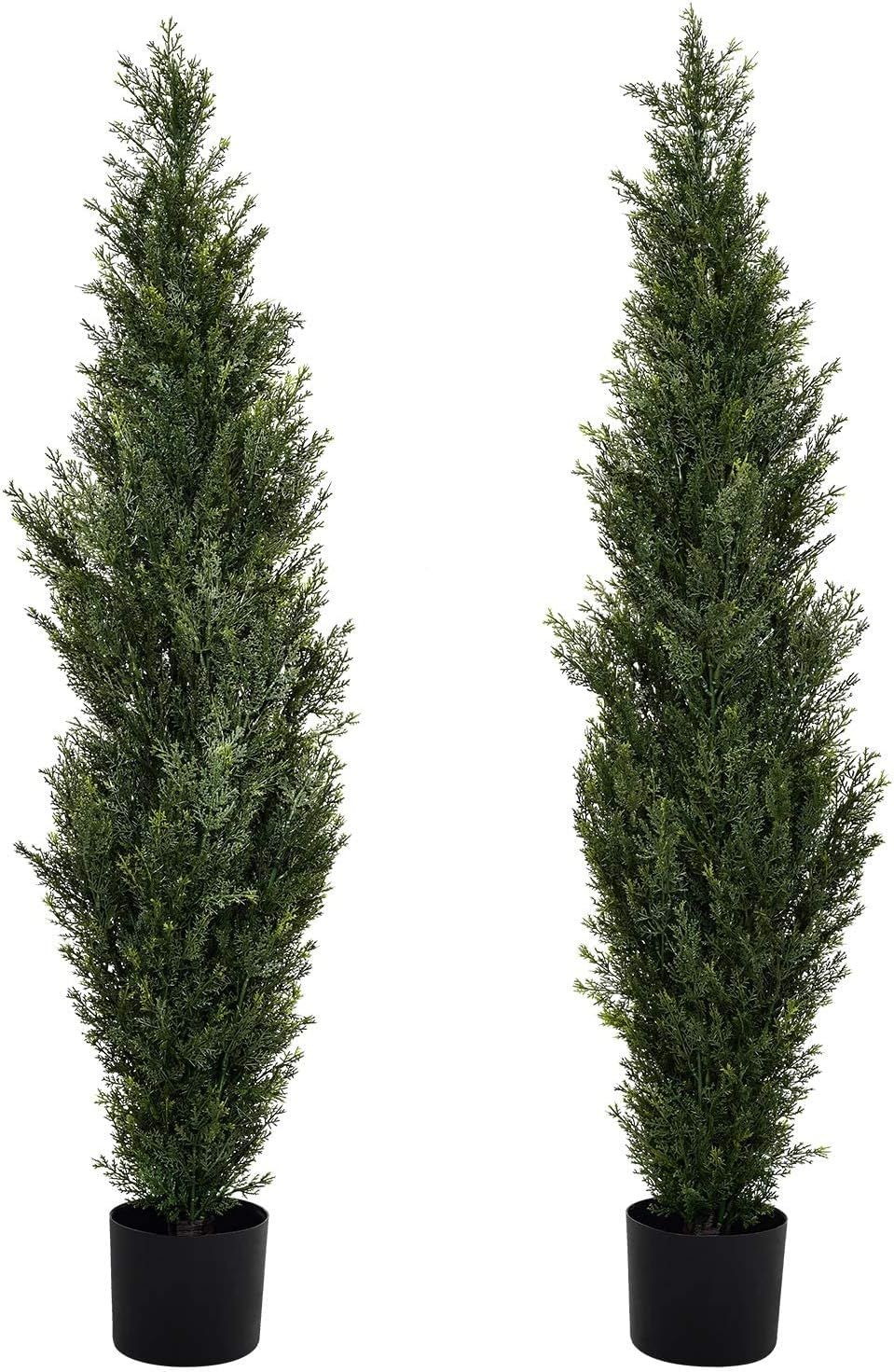 DearHouse 2 Pack 4 Foot Artificial Topiary Cedar Trees Potted Indoor Outdoor Plants, Artificial C... | Amazon (US)