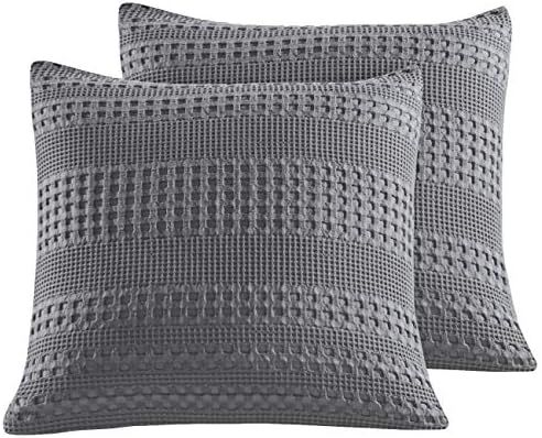 PHF Cotton Waffle Weave Euro Sham Pack of 2 Textured Soft Cozy Home Decoration Throw Pillow Cover... | Amazon (US)