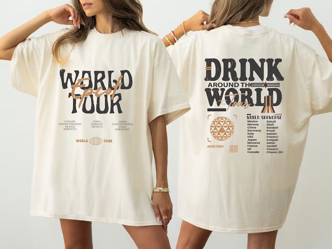 Disney Epcot World Tour Shirt, Drink Around the World Shirt, Disney Group Trip Shirt, Retro Disne... | Etsy (US)