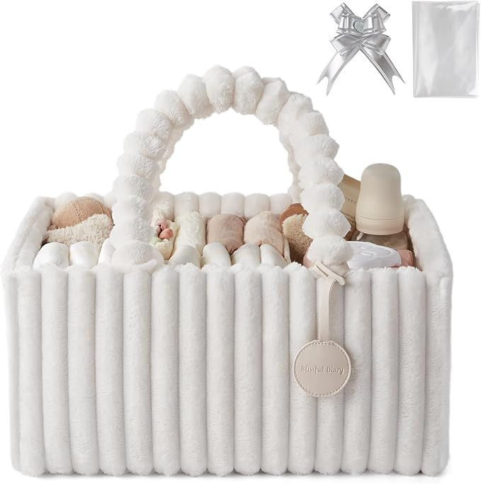 Blissful Diary Flannel Diaper Caddy Organizer, included Gift Packaging, Cozy Nursery Storage Bask... | Amazon (US)
