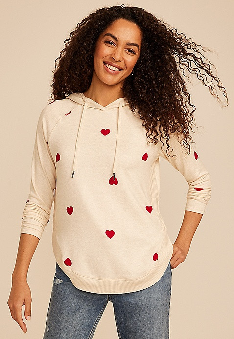 Haven Heart Print Hoodie | Maurices