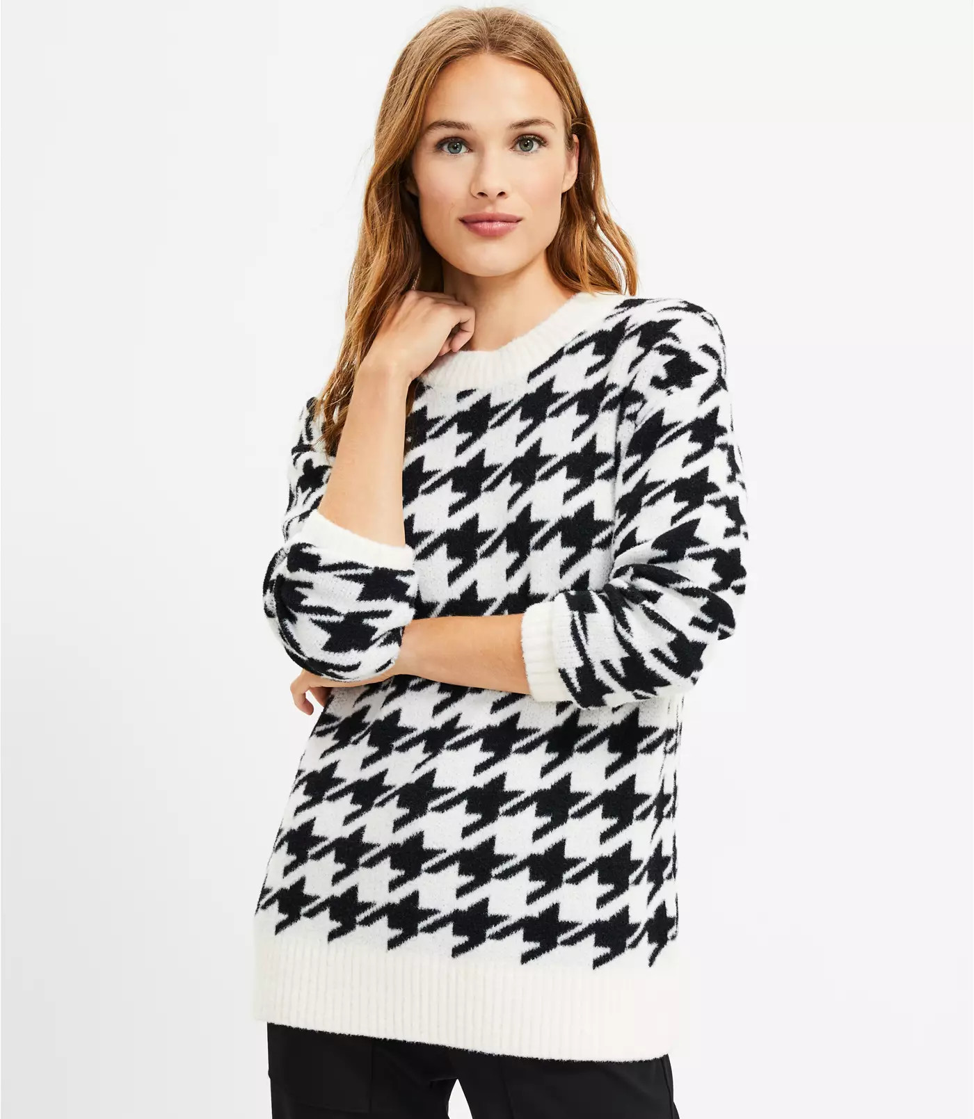 Lou & Grey Houndstooth Tunic Sweater | LOFT
