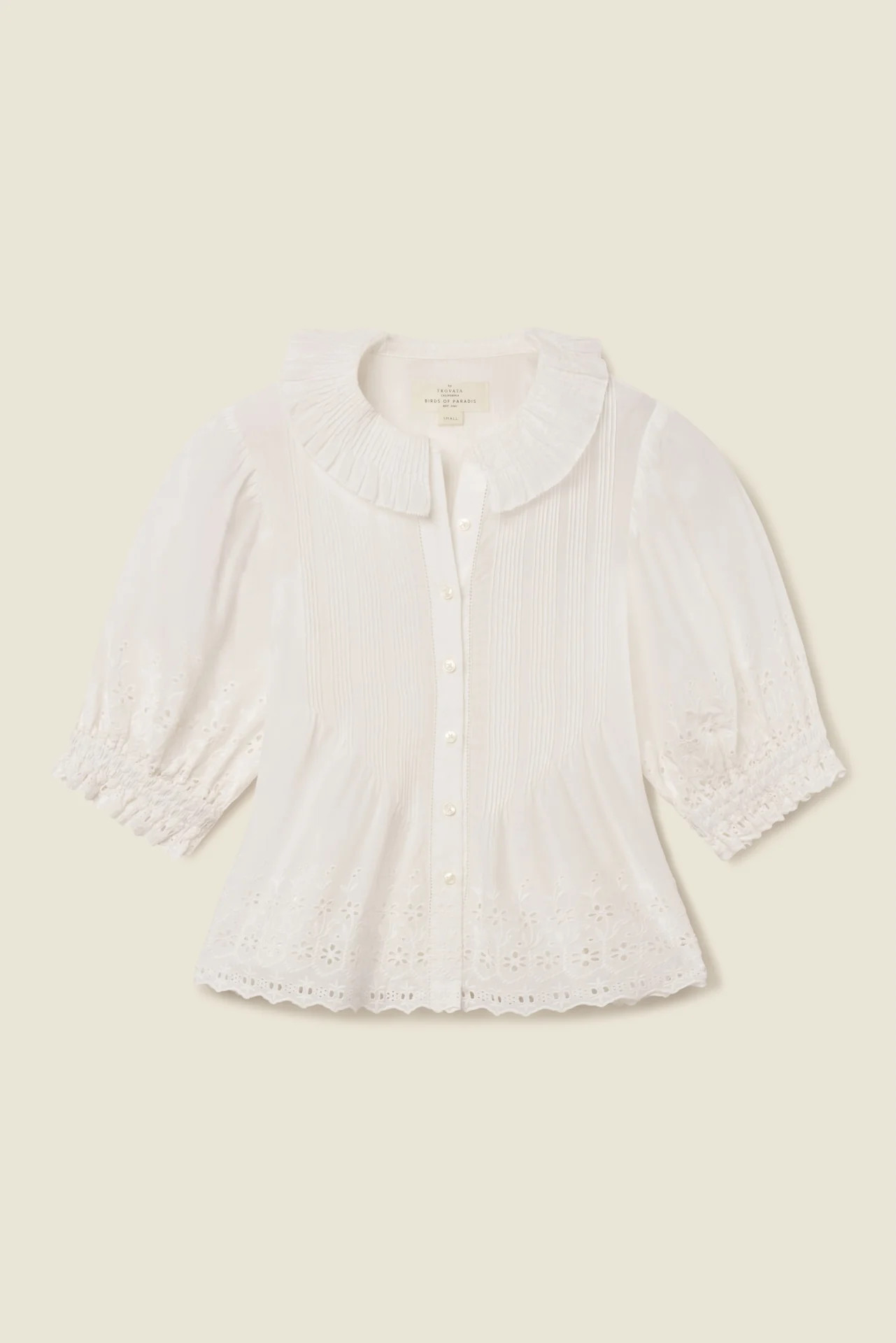 Jess Blouse White Eyelet | TROVATA