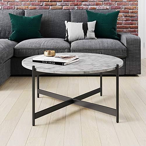 Nathan James Piper Faux White Marble Round Modern Living Accent Side or Coffee, Sofa Center Table... | Amazon (US)