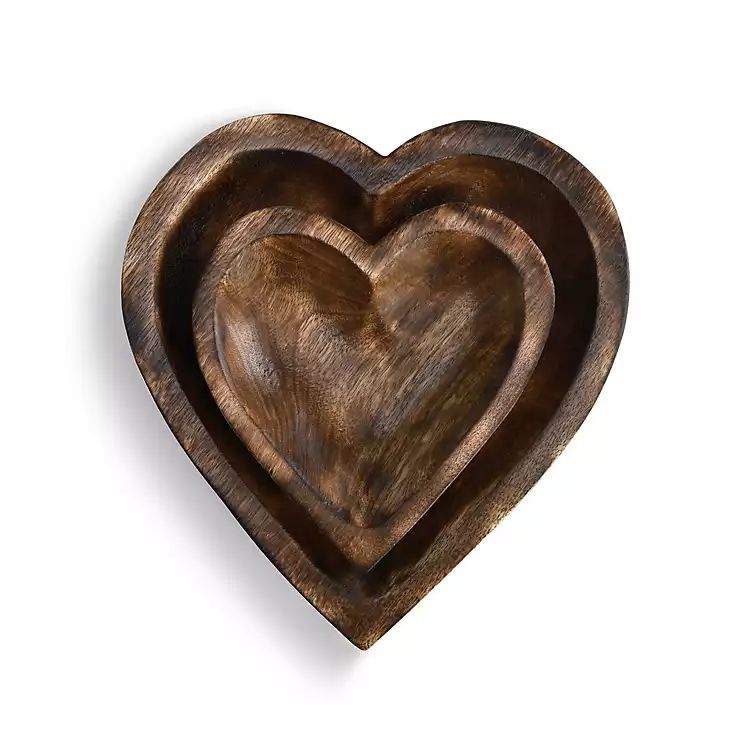 Wooden Heart Bowls, Set of 2 | Kirkland's Home
