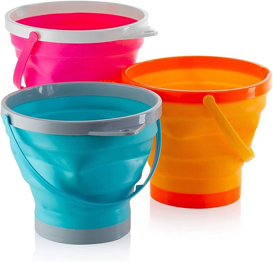 Foldable Pail Bucket Set of 3 Collapsible Buckets Multi-Purpose for Beach, Camping Gear Water and... | Amazon (US)