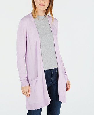 Maison Jules Long Open-Front Jersey Cardigan, Created for Macy's & Reviews - Sweaters - Women - M... | Macys (US)