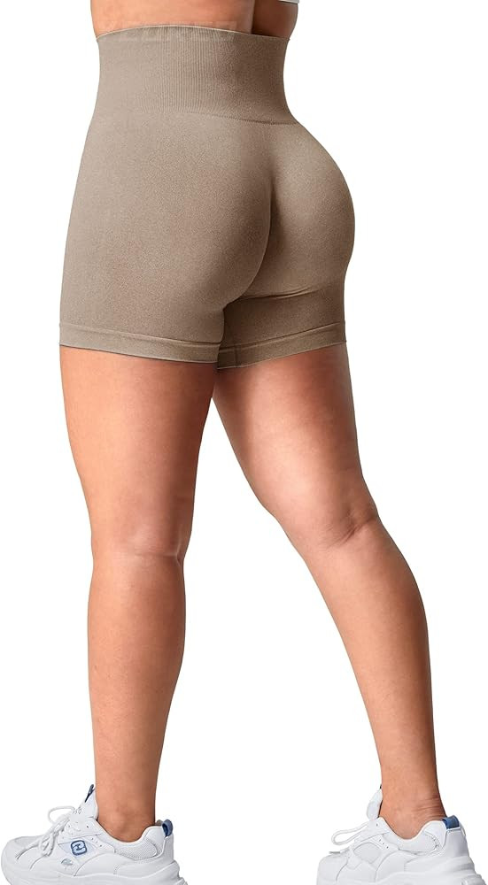 YEOREO Seamless High Waisted Shorts for Women Smile Contour Biker Shorts Gym Yoga Workout | Amazon (US)