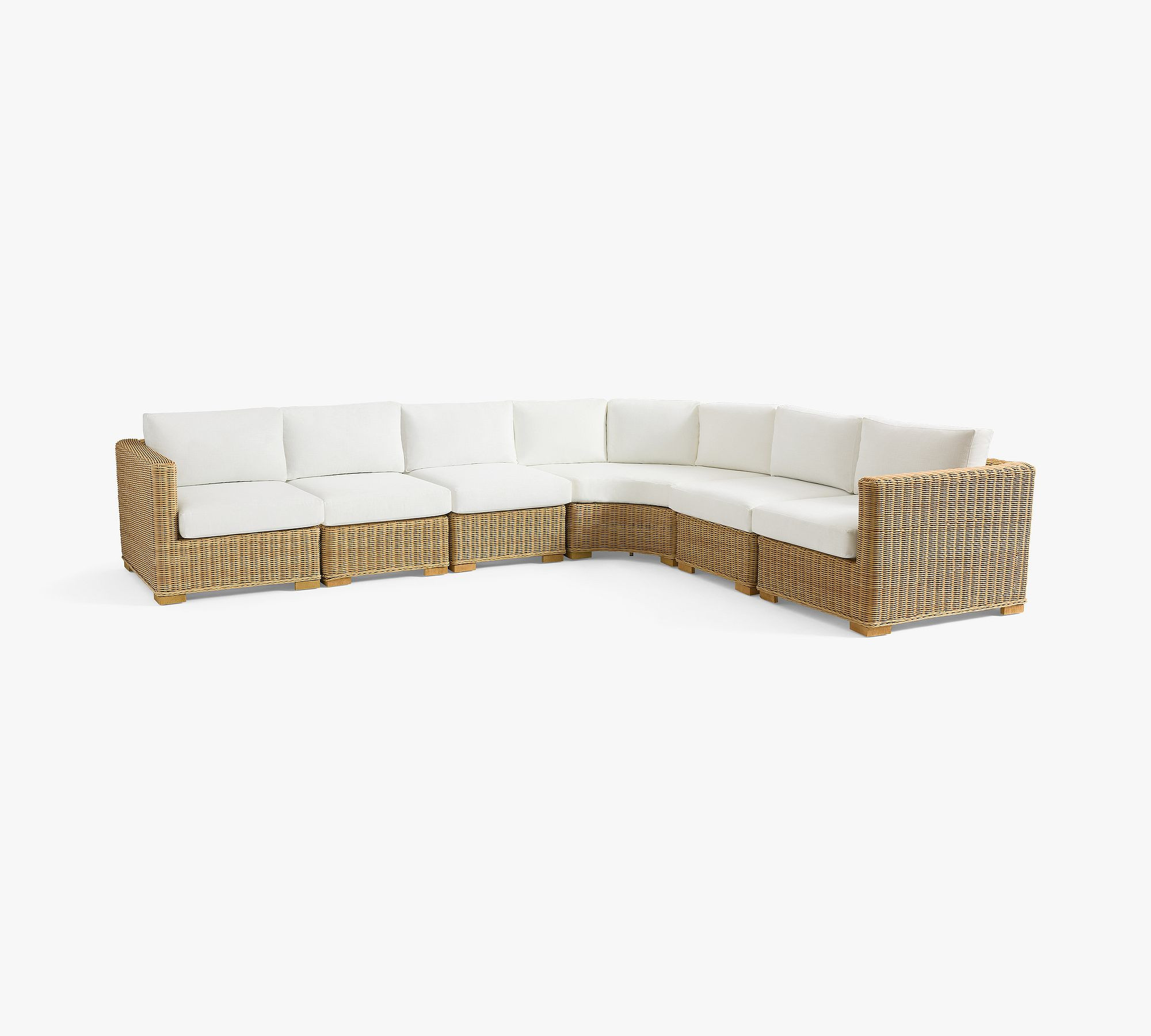 Huntington Wicker Square Arm 6-Piece Outdoor Sectional with High Performance Cushion Covers | Pottery Barn (US)