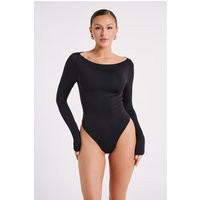 Cate Boatneck Long Sleeve Bodysuit - Black | MESHKI US