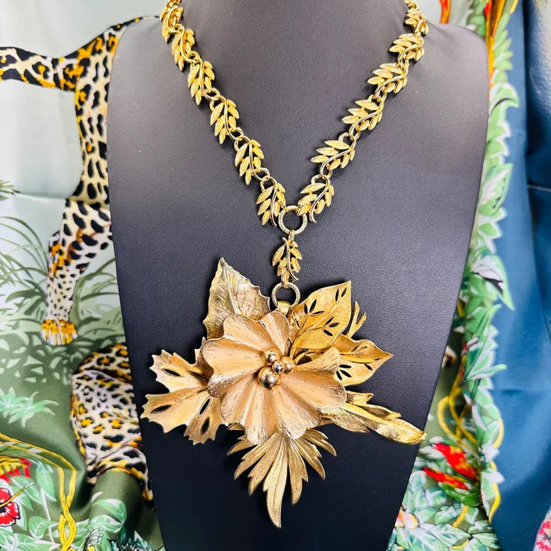 GILDED- Autumnal necklace crafted from 6 different vintage brooches. | Etsy (US)