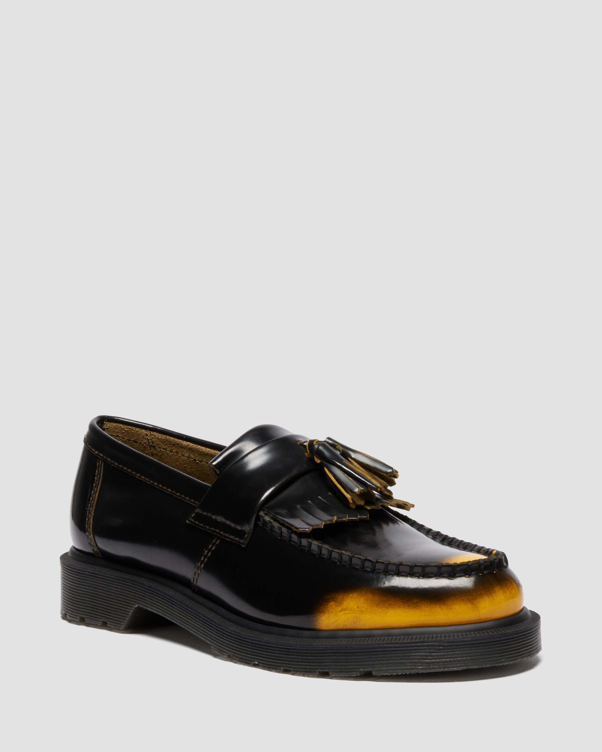Adrian Tassel Arcadia Rub Off Leather Loafers in Black | Dr. Martens | Dr. Martens