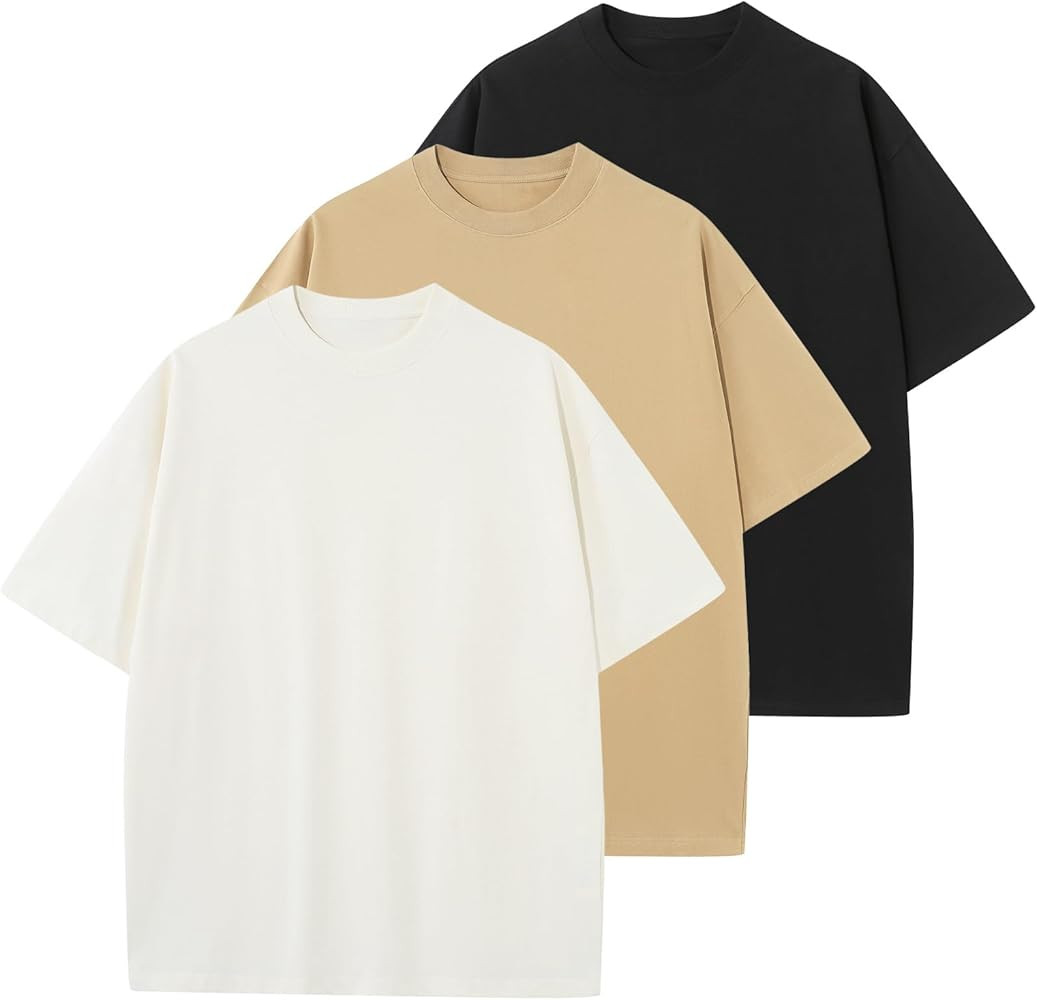 Men's Cotton T-Shirts Oversized Unisex Short Sleeve Crew Neck Loose Basic Tops Solid Athletic Tee | Amazon (US)