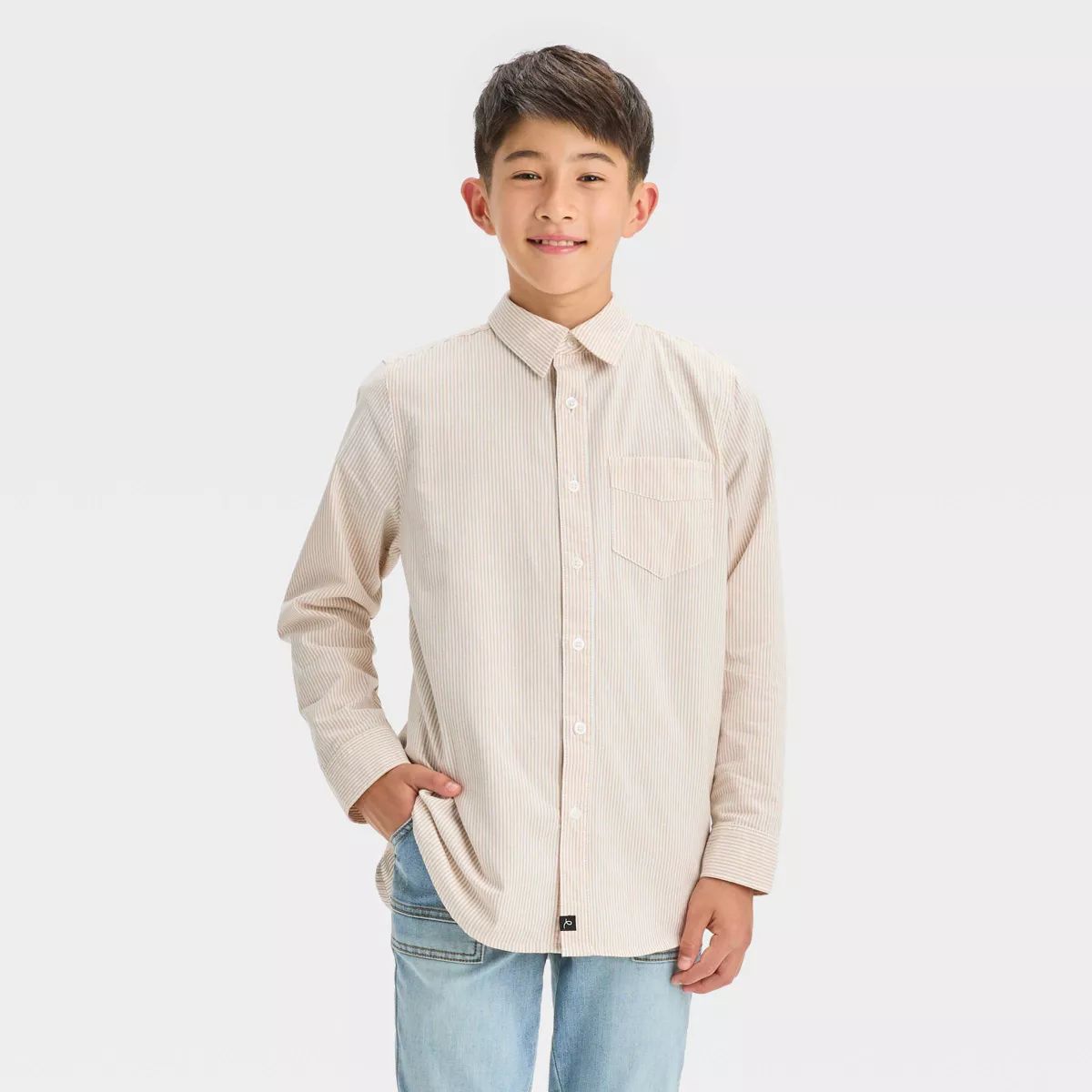 Boys' Oxford Striped Long Sleeve Button-Down Shirt - art class™ | Target