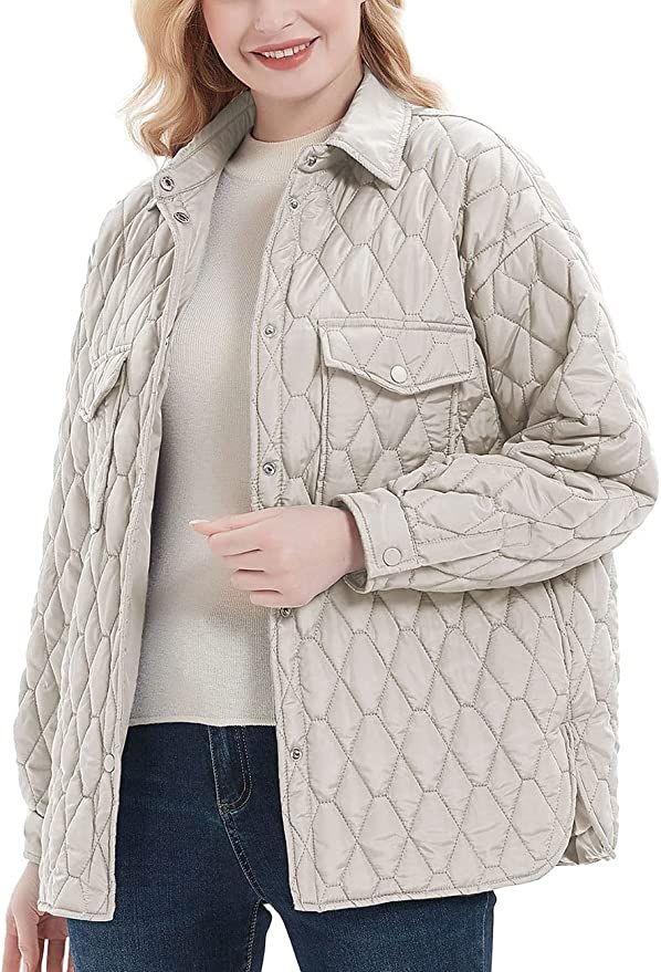 Bellivera Women Quilted Lightweight Coat Puffer Padded Spring Short Button Jacket | Amazon (US)