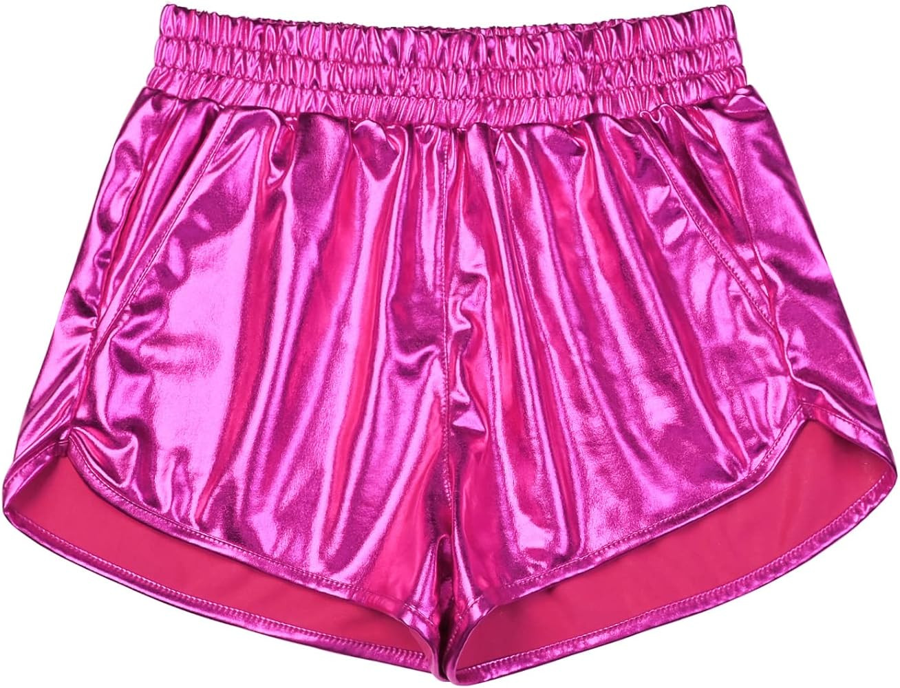 Perfashion Women's Metallic Shiny Shorts Sparkly Hot Yoga Outfit | Amazon (US)