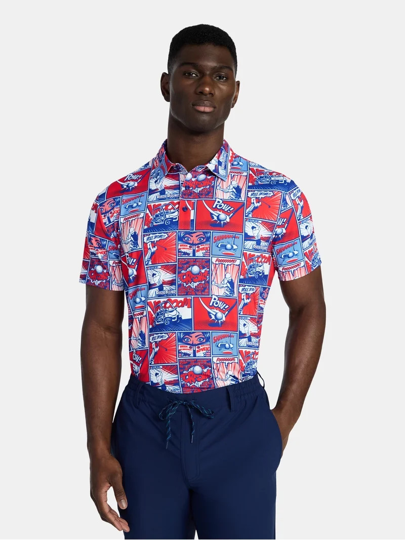 Birdie Bound Men's Pop Art Golf Print Polo Shirt, Sizes XS-4XLT - Walmart.com | Walmart (US)