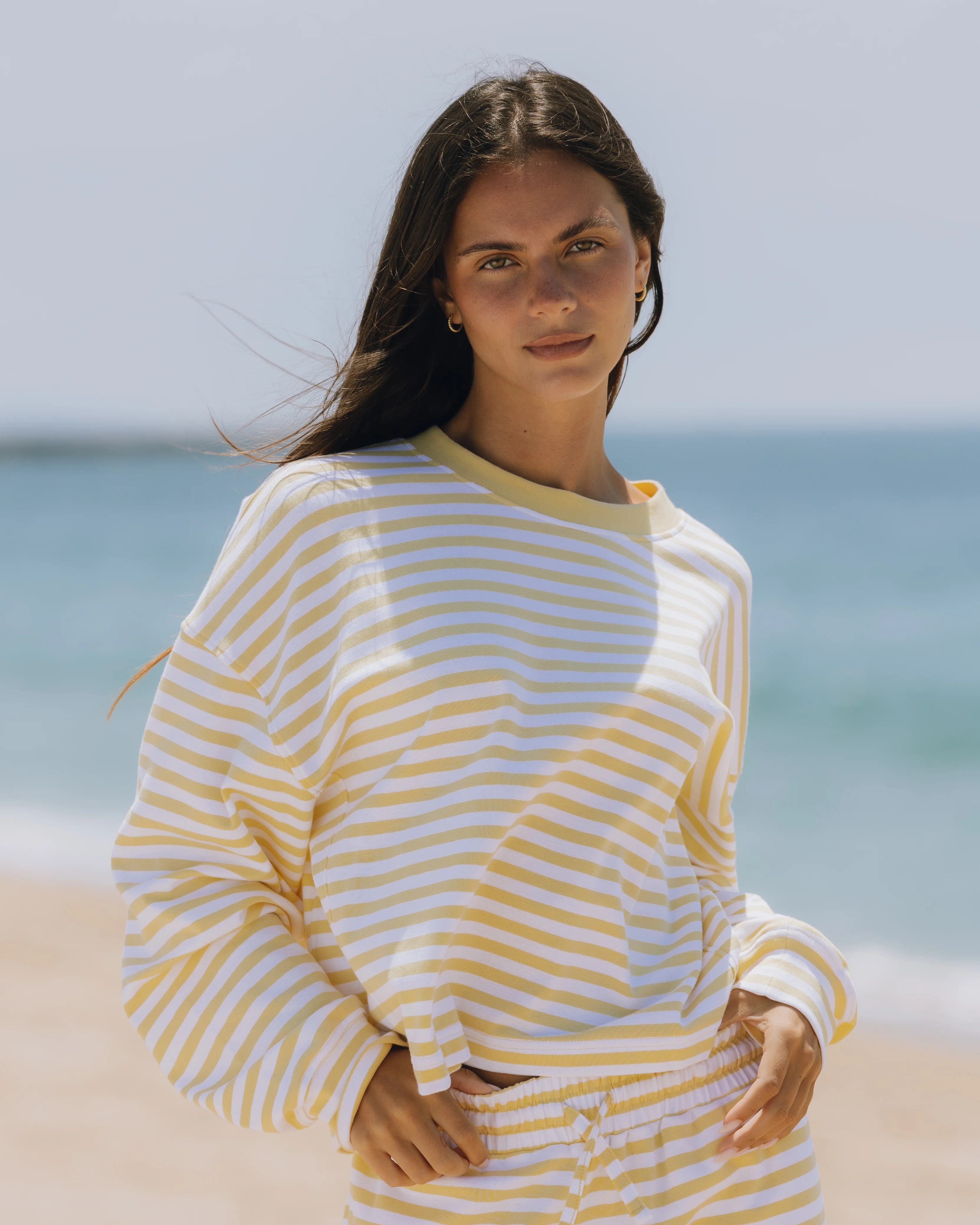 Striped Cotton Long Sleeve - Butter + White Stripe | Daily Drills LLC