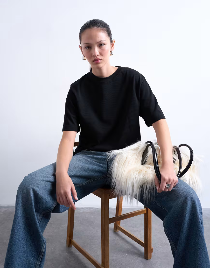 Topshop premium basic short sleeve tee in black | ASOS (Global)