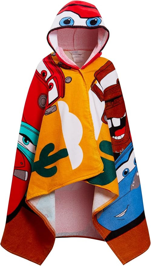 Disney Cars Hooded Towel 100% Cotton Kids Dress Up Lightning McQueen Poncho Beach Bath Towel Swim... | Amazon (US)
