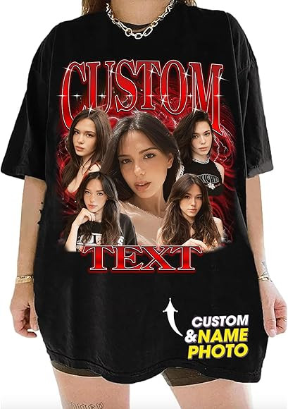 NAZENTI Custom Your Own Bootleg Shirts, Custom Bootleg Rap Tee for Girlfriend Boyfriend, Custom G... | Amazon (US)