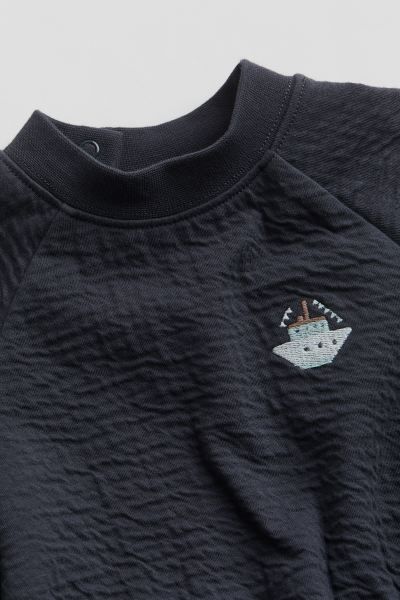 Embroidered-motif Sweatshirt - Navy blue/boat - Kids | H&M US | H&M (US + CA)