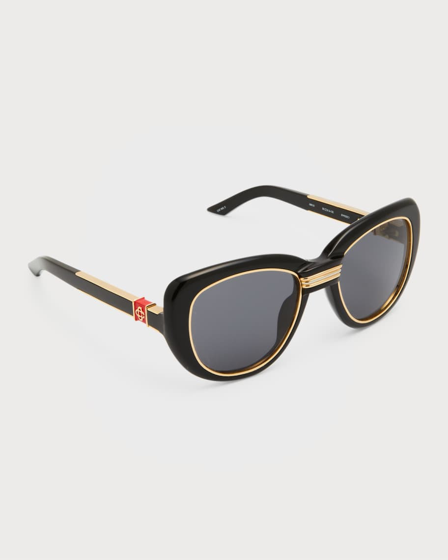 CASABLANCA Golden Rim Acetate & Nylon Cat-Eye Sunglasses | Neiman Marcus
