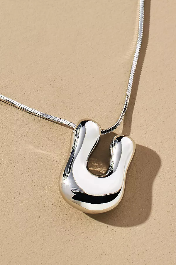 Silver Bubble Letter Monogram Necklace | Anthropologie (US)