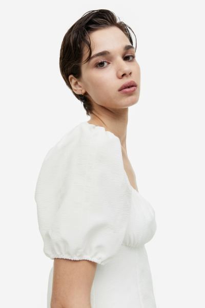Puff-sleeved Crêped Dress | H&M (US + CA)
