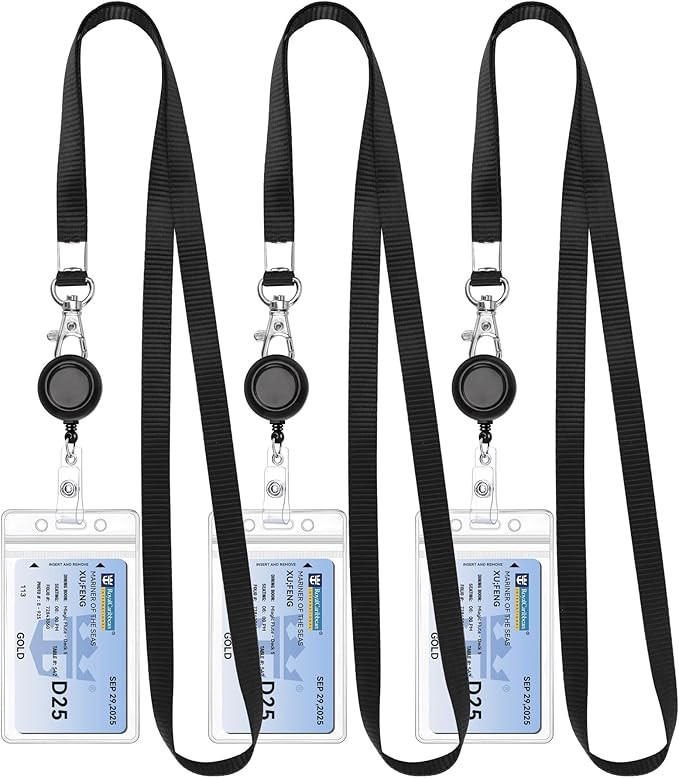 Teskyer 3 Pack Retractable Lanyards for ID Badges, Thick Clear Plastic ID Badge Holder with Lanya... | Amazon (US)