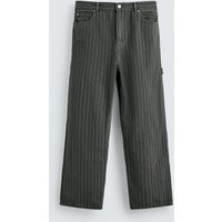 Zara - Baggy Fit Pinstripe Pants - Gray / Blue - 30 (Us 30) - Man | Zara US