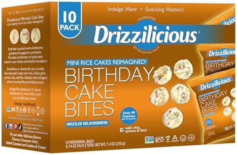 Drizzilicious Mini Rice Cakes Birthday Cake - Rice Crisps, Healthy Snack for Adults and Kids, Fla... | Amazon (US)