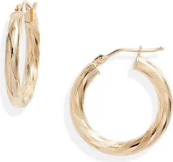 14K Gold Textured Hoop Earrings | Nordstrom