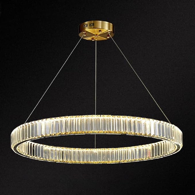 Pendant Light, XINDAR Modern Circular Chandelier Lights Crystal 1 Light Chandelier Pendant Light ... | Amazon (US)