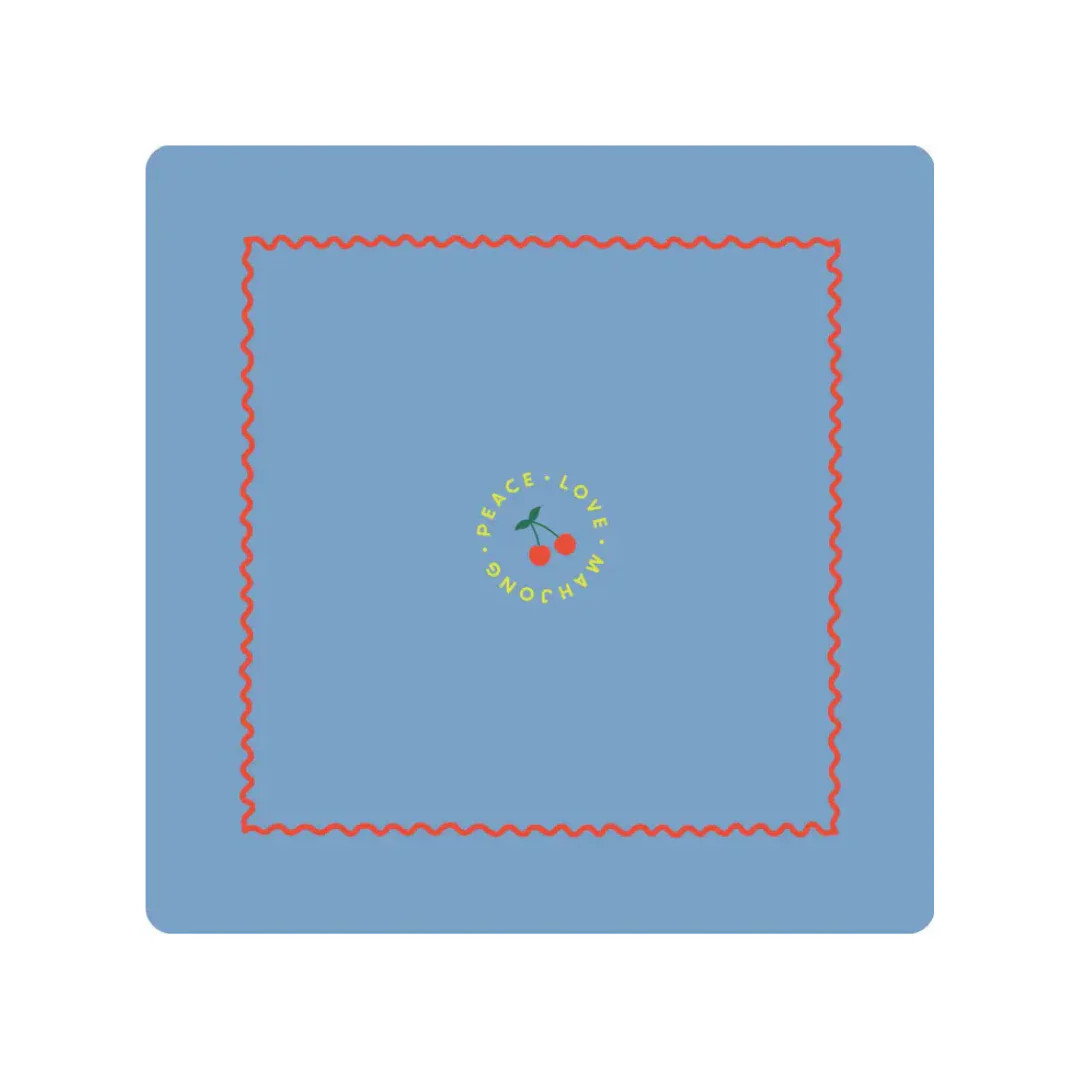 French Blue Mahjong Mat | Pink Antlers