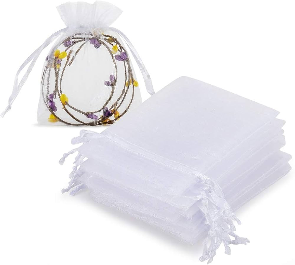 HRX Package 100pcs White Organza Jewelry Bags Drawstring 3 x 4 inch, Little Mesh Gift Pouches Min... | Amazon (US)