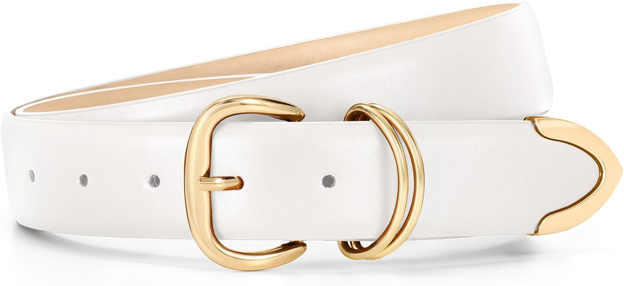 WHIPPY Women Leather Belts for Jeans Pants Dress Fashion Gold Buckle Ladies Waist Belt Casual Wom... | Amazon (US)